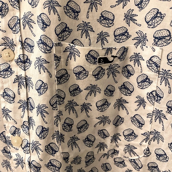 Men’s Vineyard Vines Short-sleeved Palm Trees and Hamburgers Pattern Shirt Sz S - Picture 3 of 6